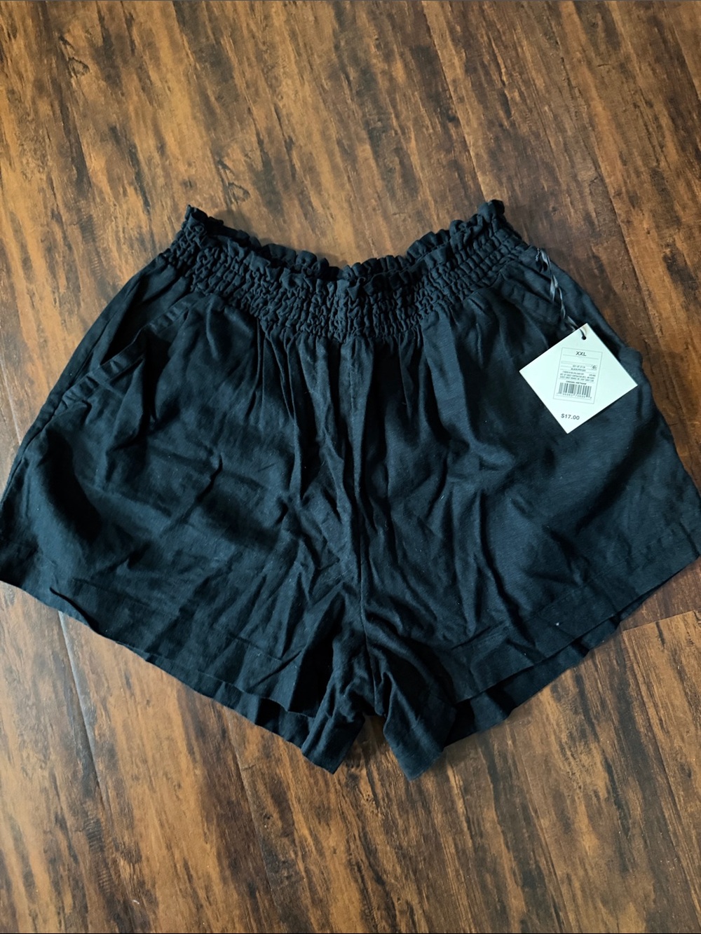 Ava & Viv Black Smocked High-Waist Women’s Shorts
